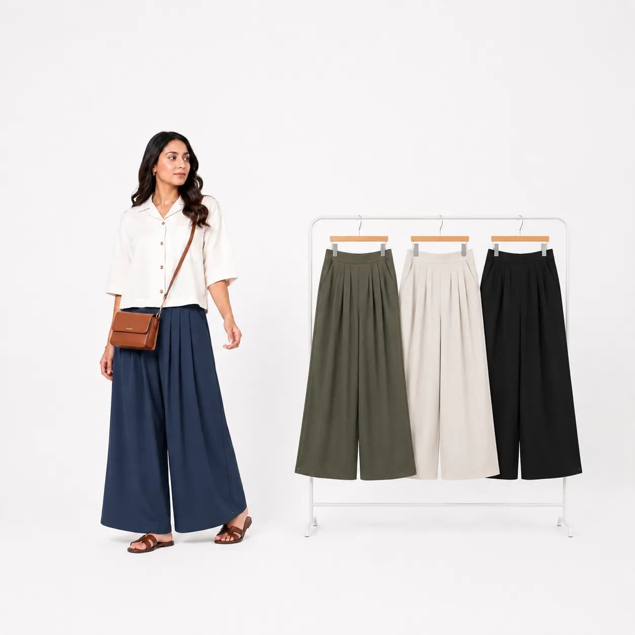 Premium Pleated Wide Leg Palazzo Pant
