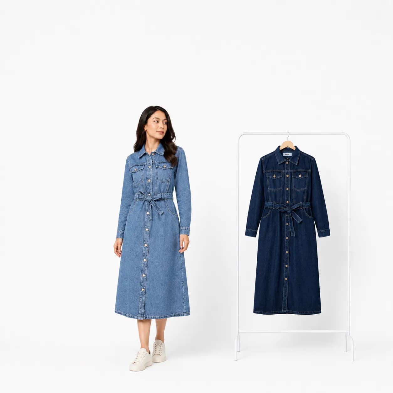 Girls/Ladies Denim Midi Dress