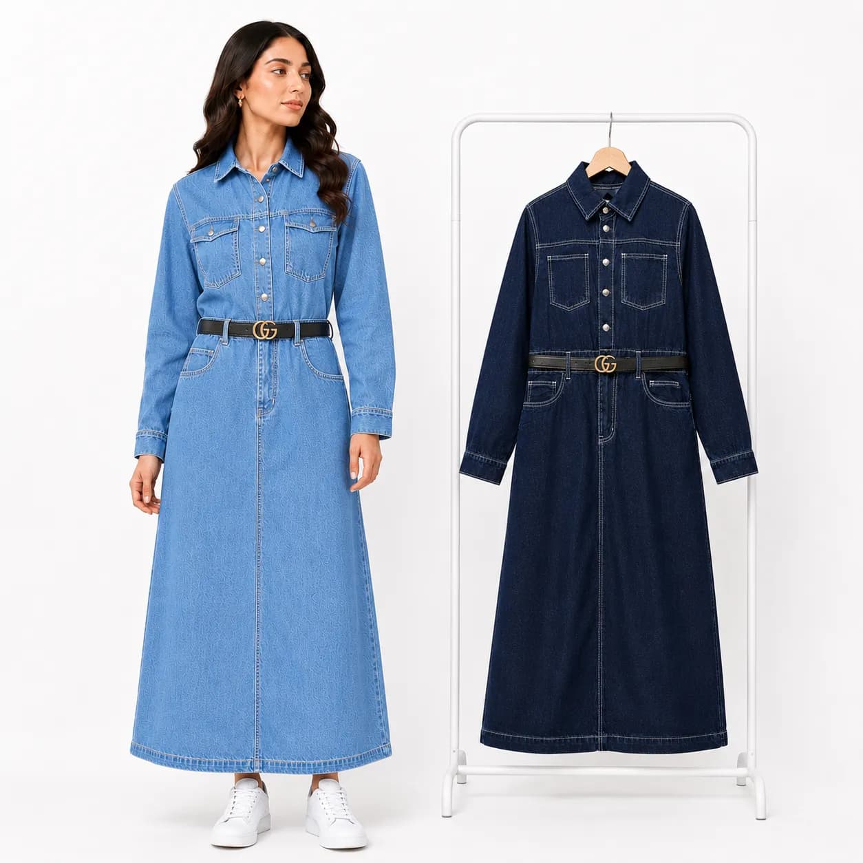 STOFFA Summer Denim Maxi Dress